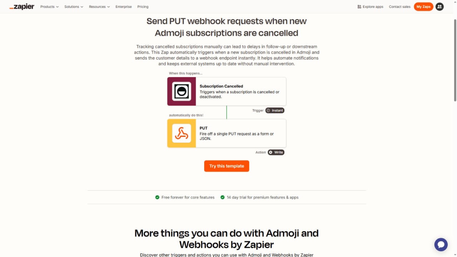 Zapier templates for Admoji